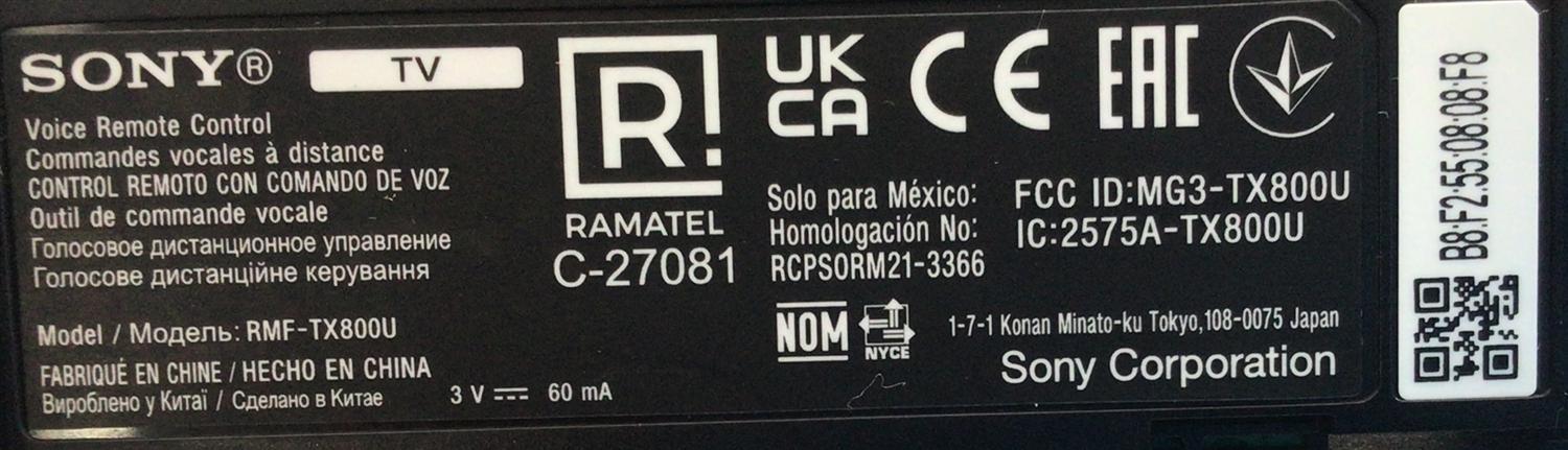 CONTROL REMOTO ORIGINAL NUEVO CON COMANDO DE VOZ PARA SMART TV SONY / MG3-TX800U / 2575A-TX800U / MODELOS RMF-TX800 / RMF-TX800B / RMF-TX800P / RMF-TX800T / MG3-TX800U / MG3TX800U / MG3TX900U / MODELOS DE TVS. XR-65A80K / XR-55A80K / XR-77A80K - Imagen 3